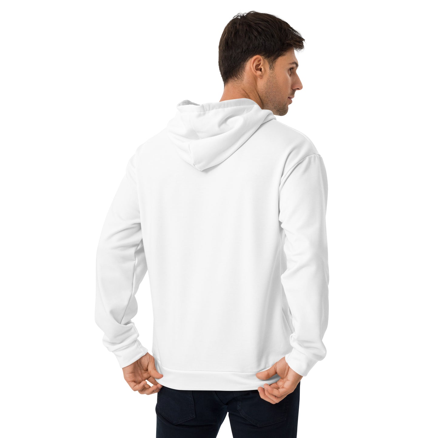 Sweat à capuche blanc doux électrique IDEAL avec marque bleue (unisexe)