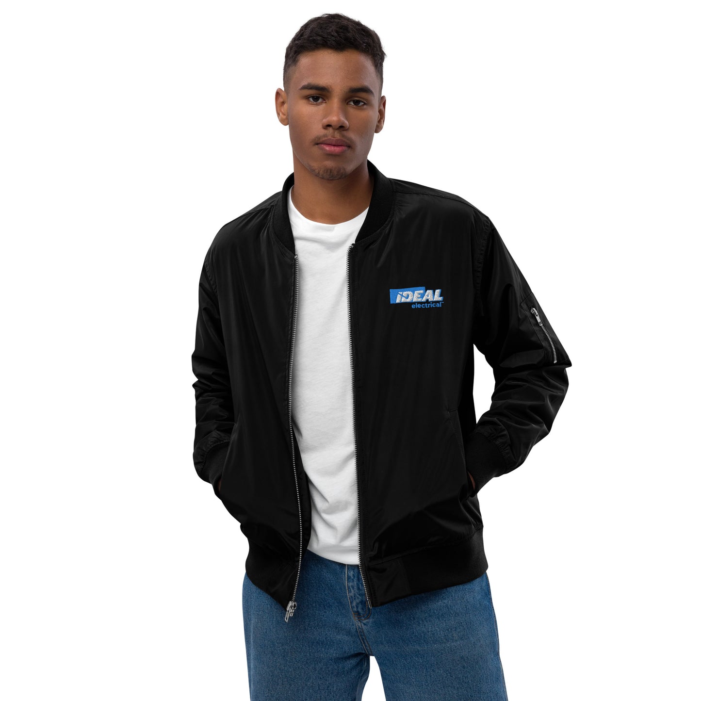 Chaqueta bomber con logotipo de la marca IDEAL Electrical (unisex)