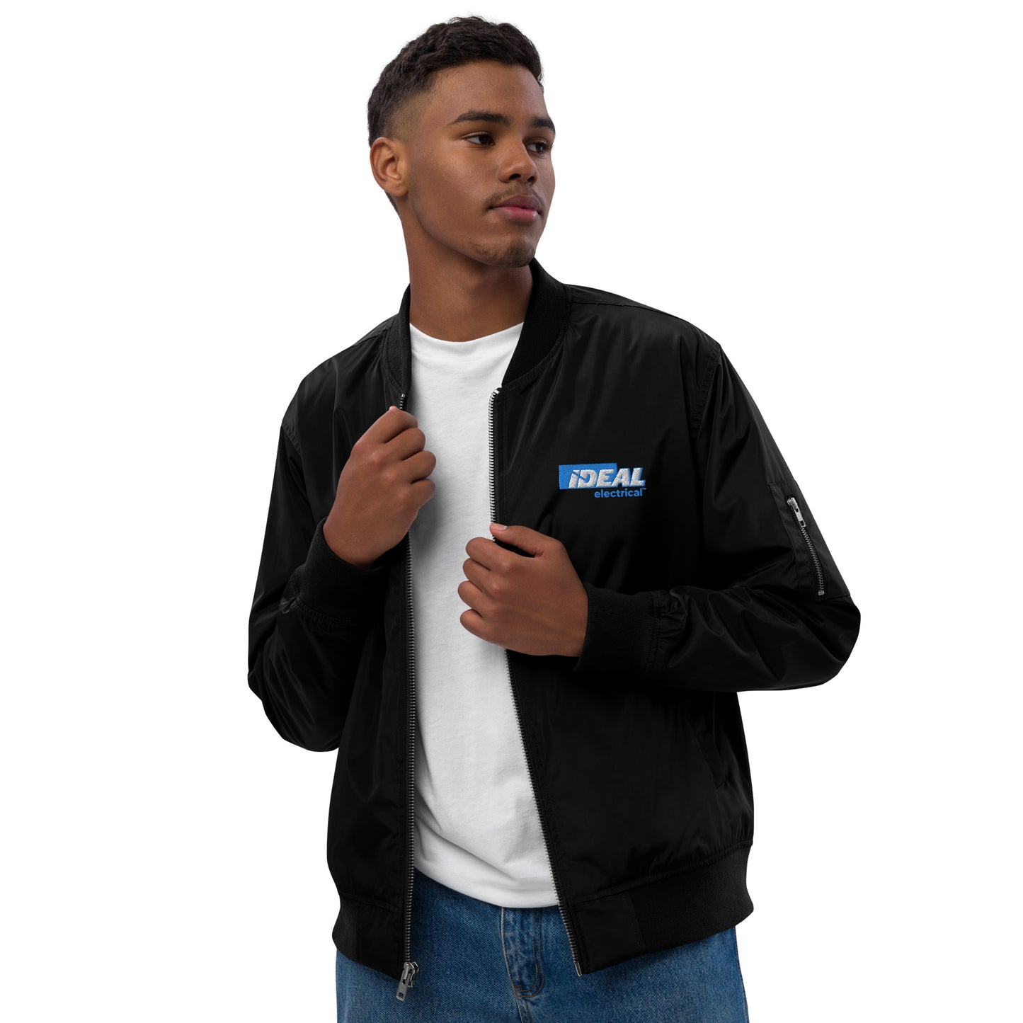 Chaqueta bomber con logotipo de la marca IDEAL Electrical (unisex)