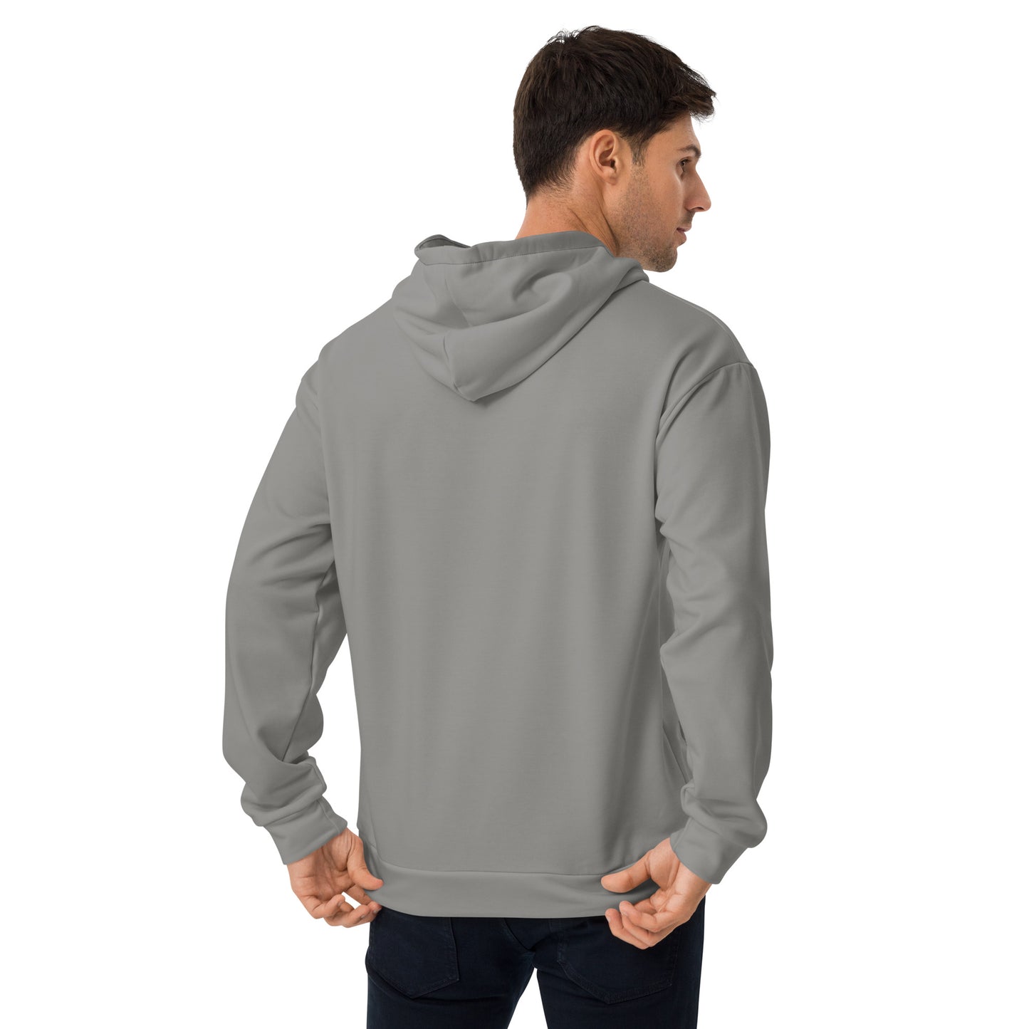 Sudadera con capucha suave IDEAL gris eléctrico con marca negra (unisex)