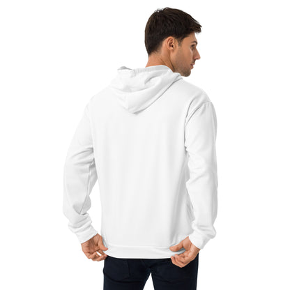 Sudadera con capucha suave blanca eléctrica IDEAL con marca azul (unisex)