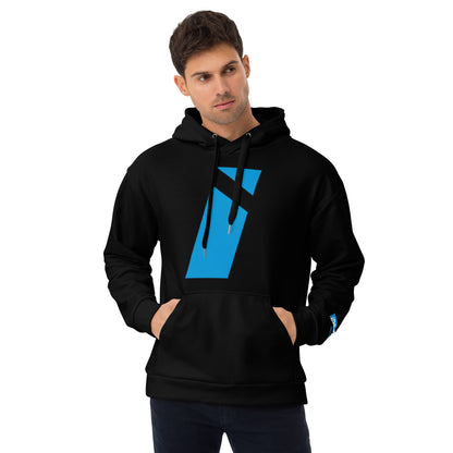 Sudadera con capucha suave IDEAL Electrical negra con marca azul (unisex)