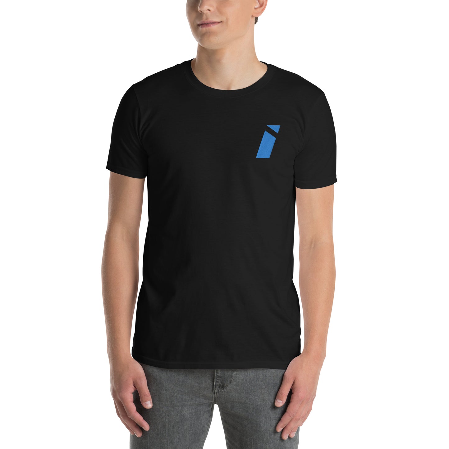 T-shirt électrique doux IDEAL avec logo brodé bleu (unisexe)