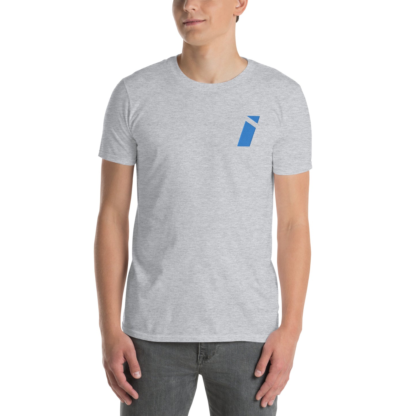 T-shirt électrique doux IDEAL avec logo brodé bleu (unisexe)