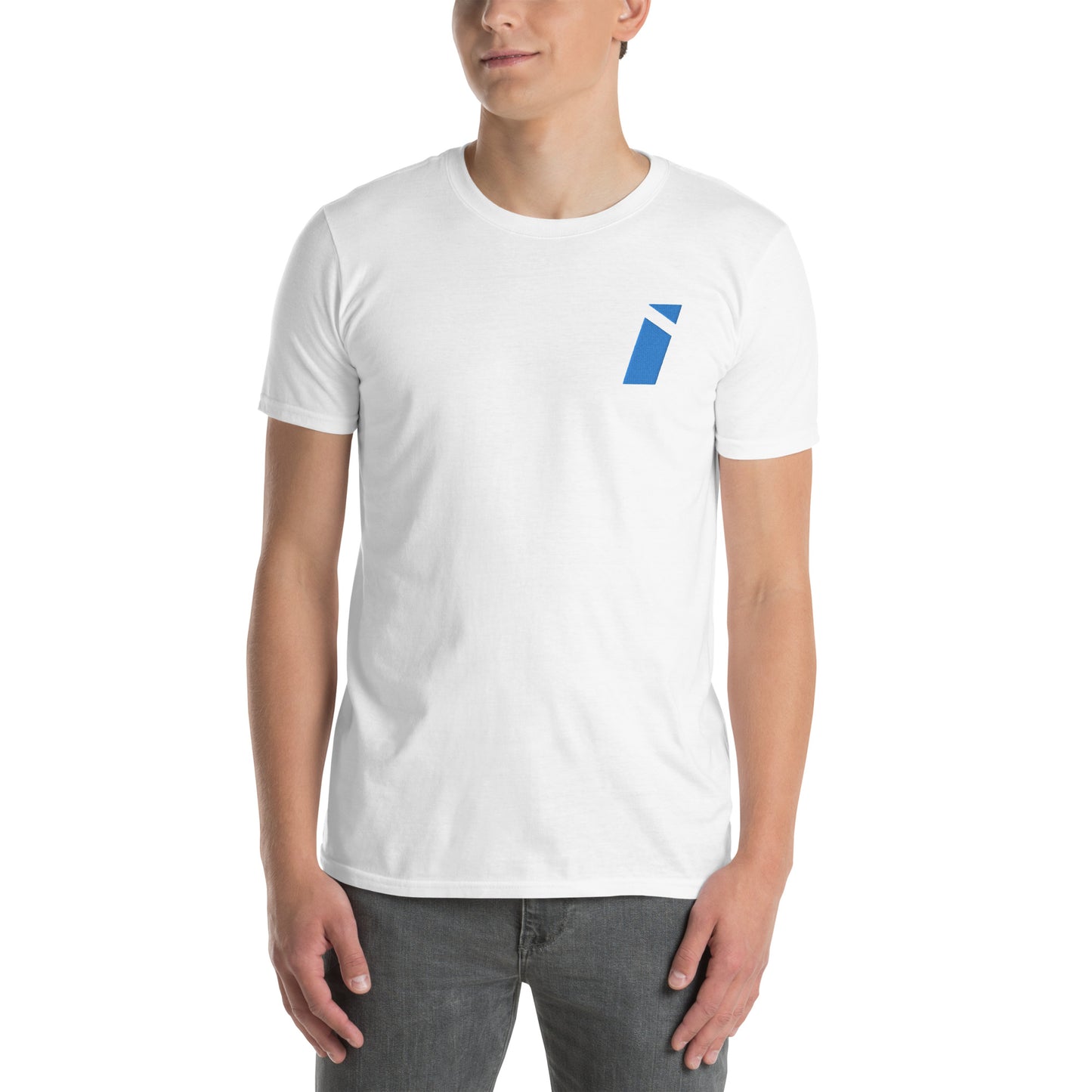 T-shirt électrique doux IDEAL avec logo brodé bleu (unisexe)